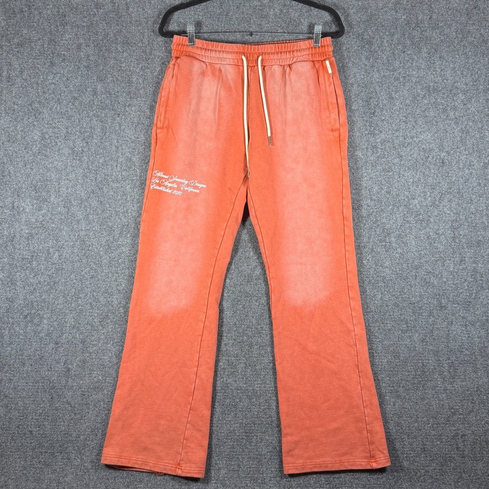 ALMOST SOMEDAY Sun Faded Flare Sweatpants 100% Cotton Salmon Pink Small #2977